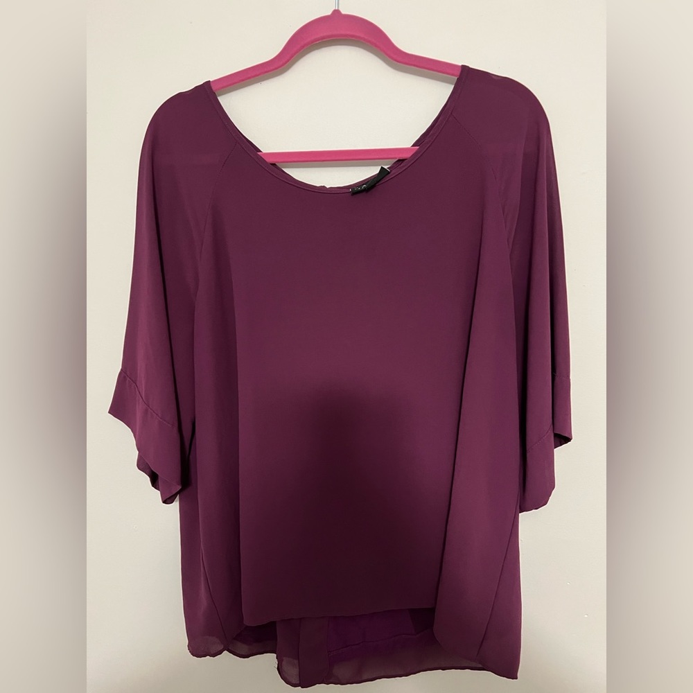 Cameo Semi Sheer Blouse with keyhole back and three quarter inch sleeves
